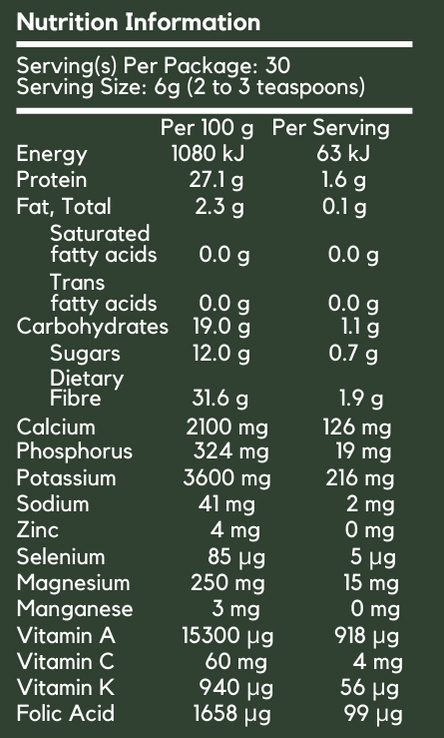 100% Organic Australian Brussels Sprouts Powder (30 days)